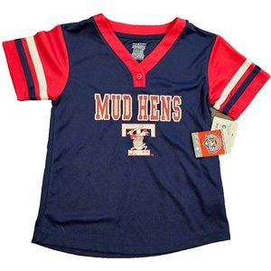 NEW MILB Girls Toddler S 6/6X Mud Hens Jersey shirt short sleeve TOLEDO Baseball